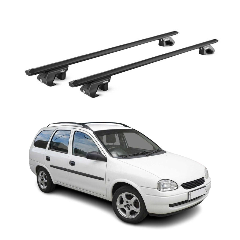 Barres de toit transversales pour Opel Corsa B Break 1993-2000 Alu Noir 2x ABE