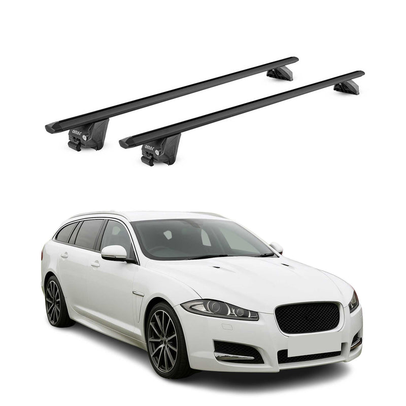 Barres de toit transversales pour Jaguar XF SW X250 2012-2016 Alu Noir 2x ABE