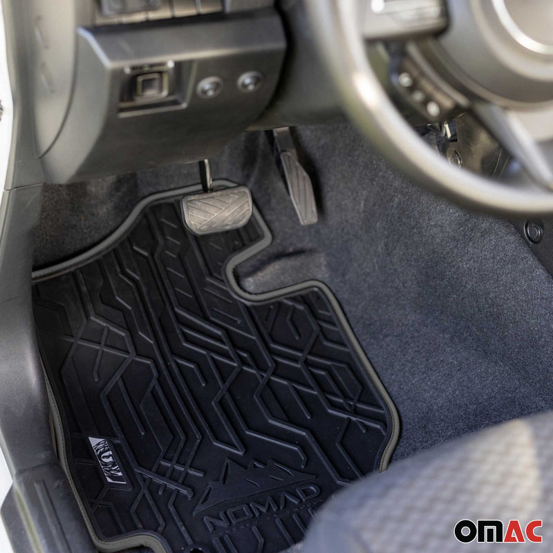 Tapis de Sol de Voiture pour Mazda 2 I 2002-2007 Caoutchouc Noir-Gris 2Pcs