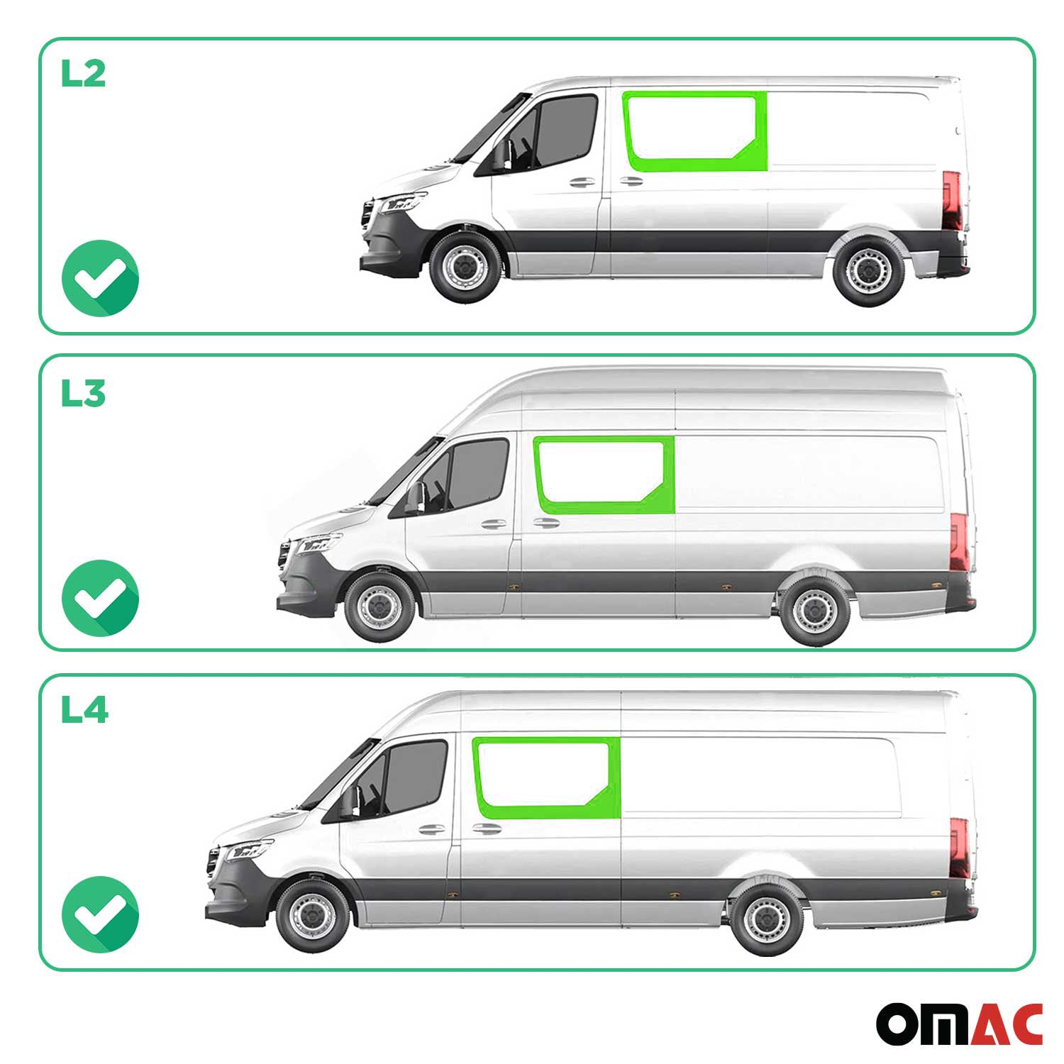 Vitre de Porte pour Mercedes Sprinter W907 2018-2026 L2 L3 L4 Gauche coulissante