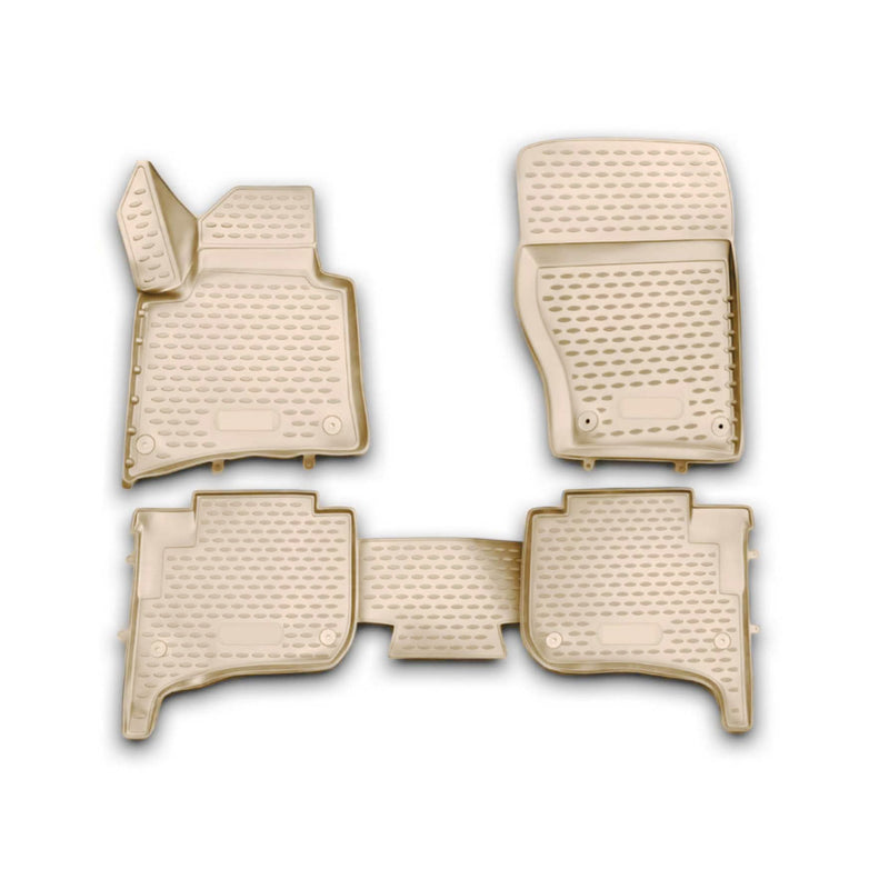 Tapis de sol pour Porsche Cayenne 2010-2016 en caoutchouc TPE Beige 4Pcs 3D