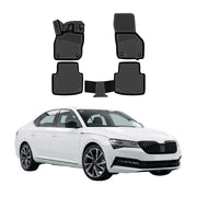 OMAC Tapis de sol pour Skoda Superb III 2019-2024 Facelift caoutchouc Noir 4Pcs