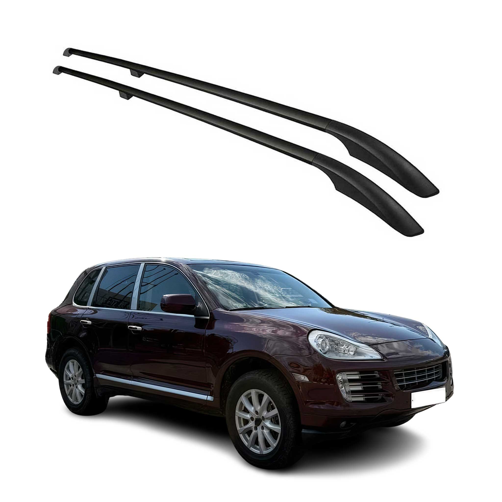 Barres de toit longitudinales pour Porsche Cayenne 2003-2010 Aluminium Noir