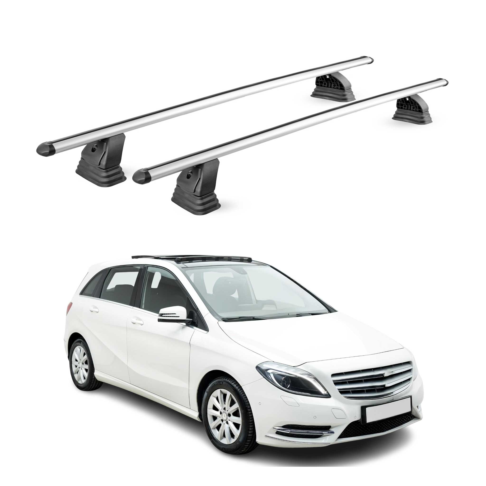 Barres de toit transversales Alu pour Mercedes Classe B W246 2012-2018 Gris 2Pcs