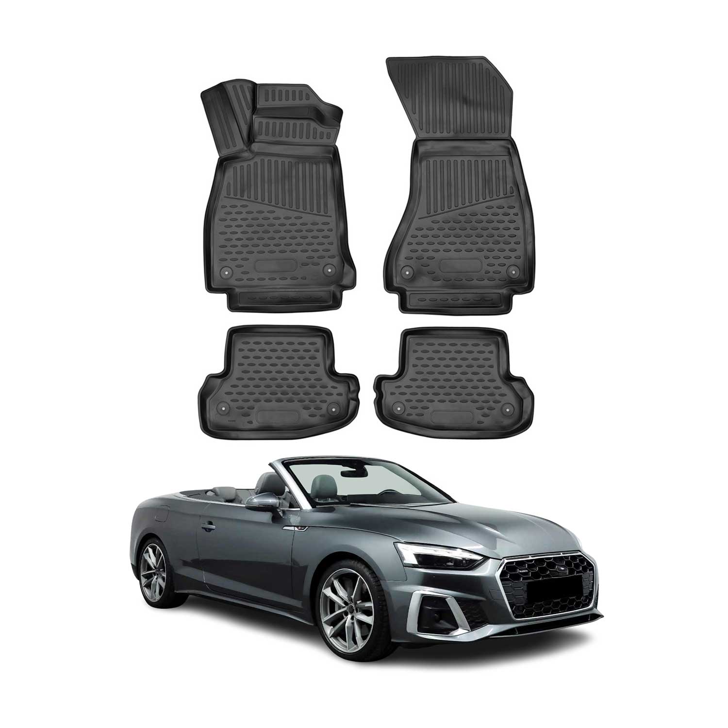 OMAC 3D Tapis de sol pour Audi A5 F5P Coupé Cabriolet 2016-24 TPE Noir 4Pcs