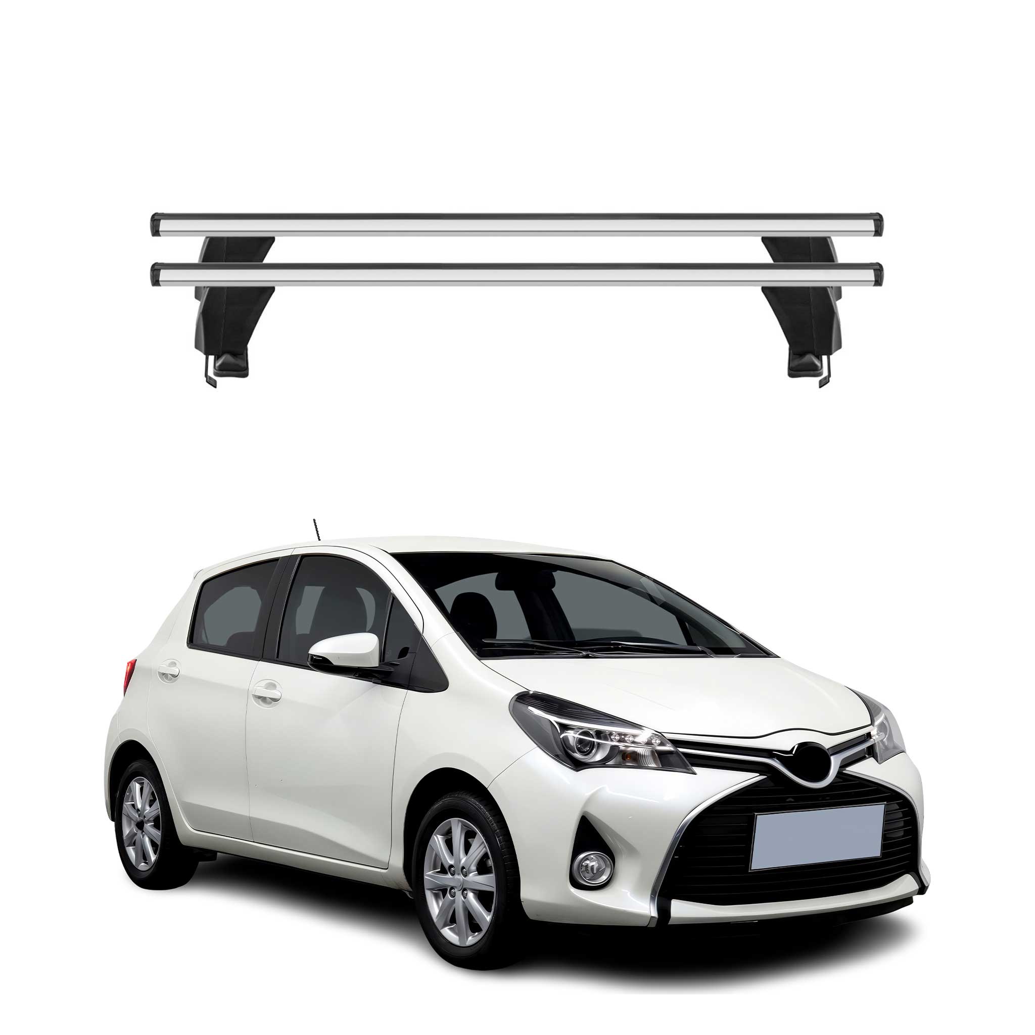 Menabo Barres de toit Transversales pour Toyota Yaris 2011-2020 Gris ABE 2x