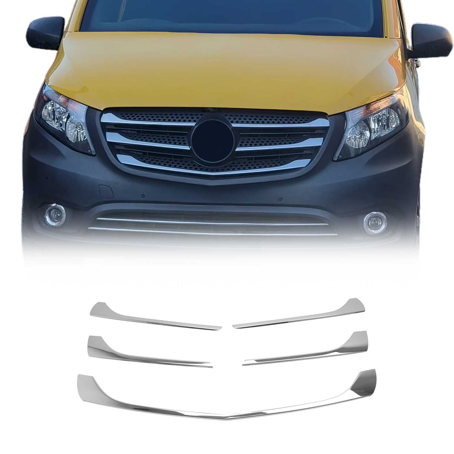 Moulure de Grille de Calandre pour Mercedes Vito W447 2014-2019 Acier 5Pcs