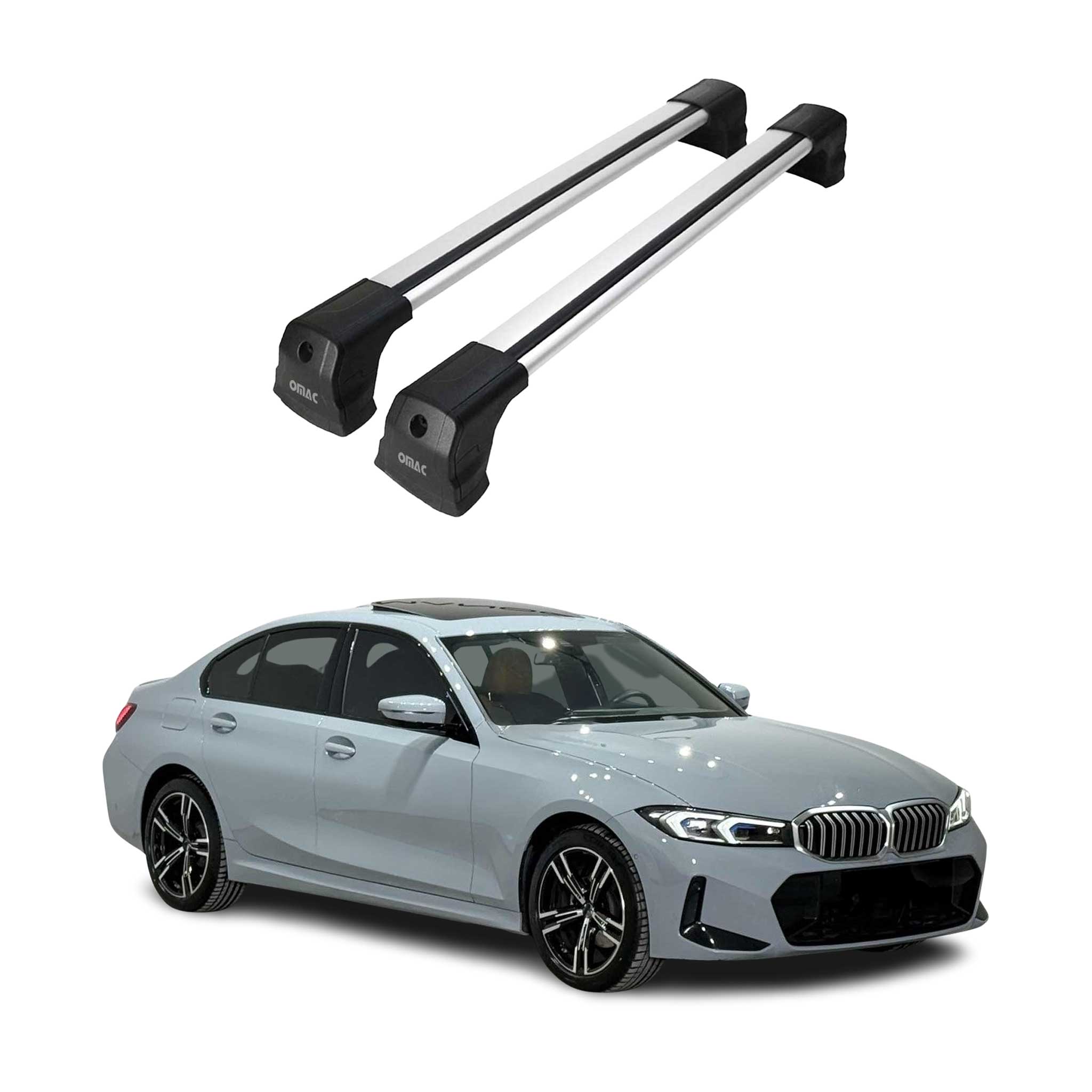 Barres de toit transversales pour BMW Serie 4 G22 Coupé 2020-2026 Aluminium Gris