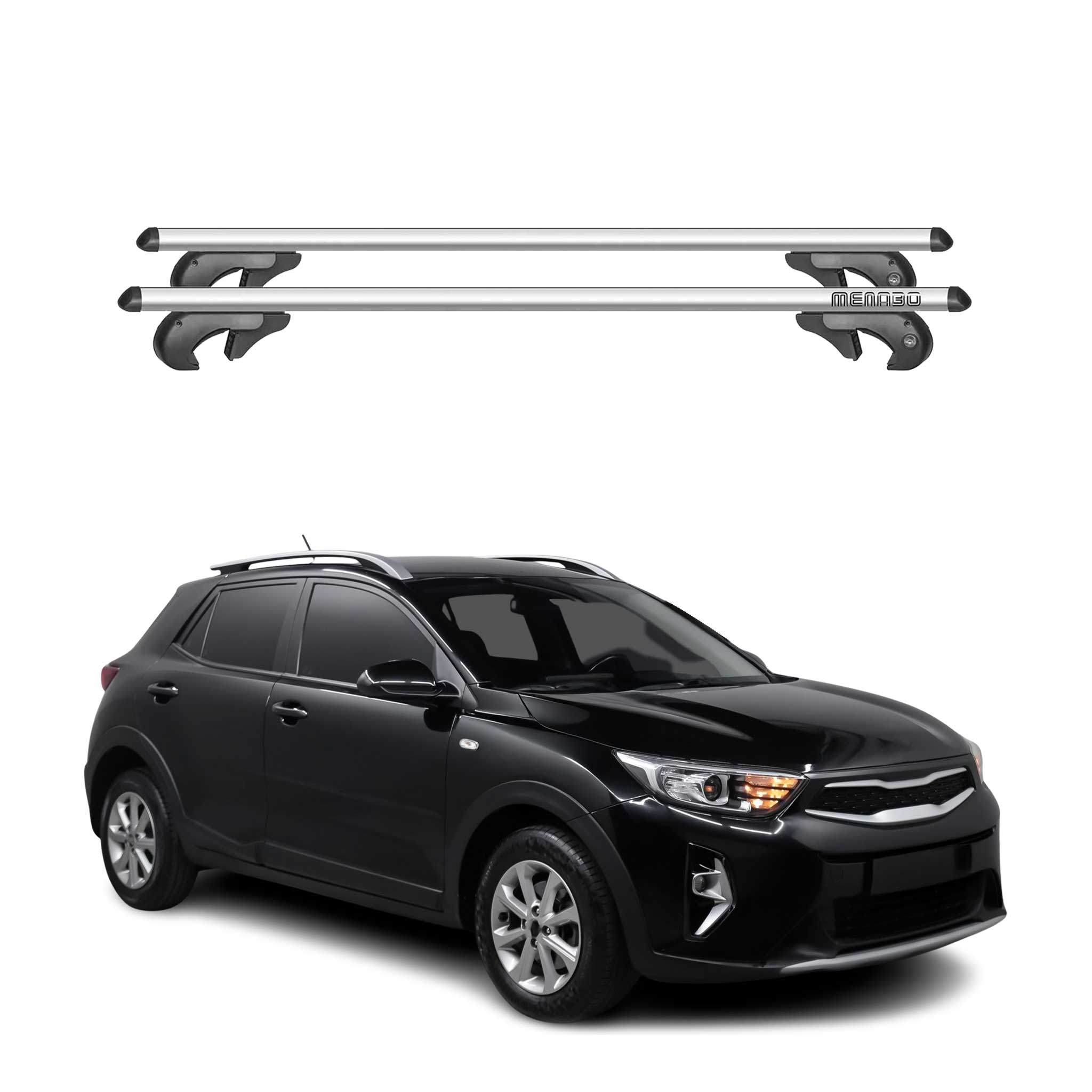 Barres de toit transversales pour Kia Stonic 2017-2025 90kg Alu Gris 2tlg