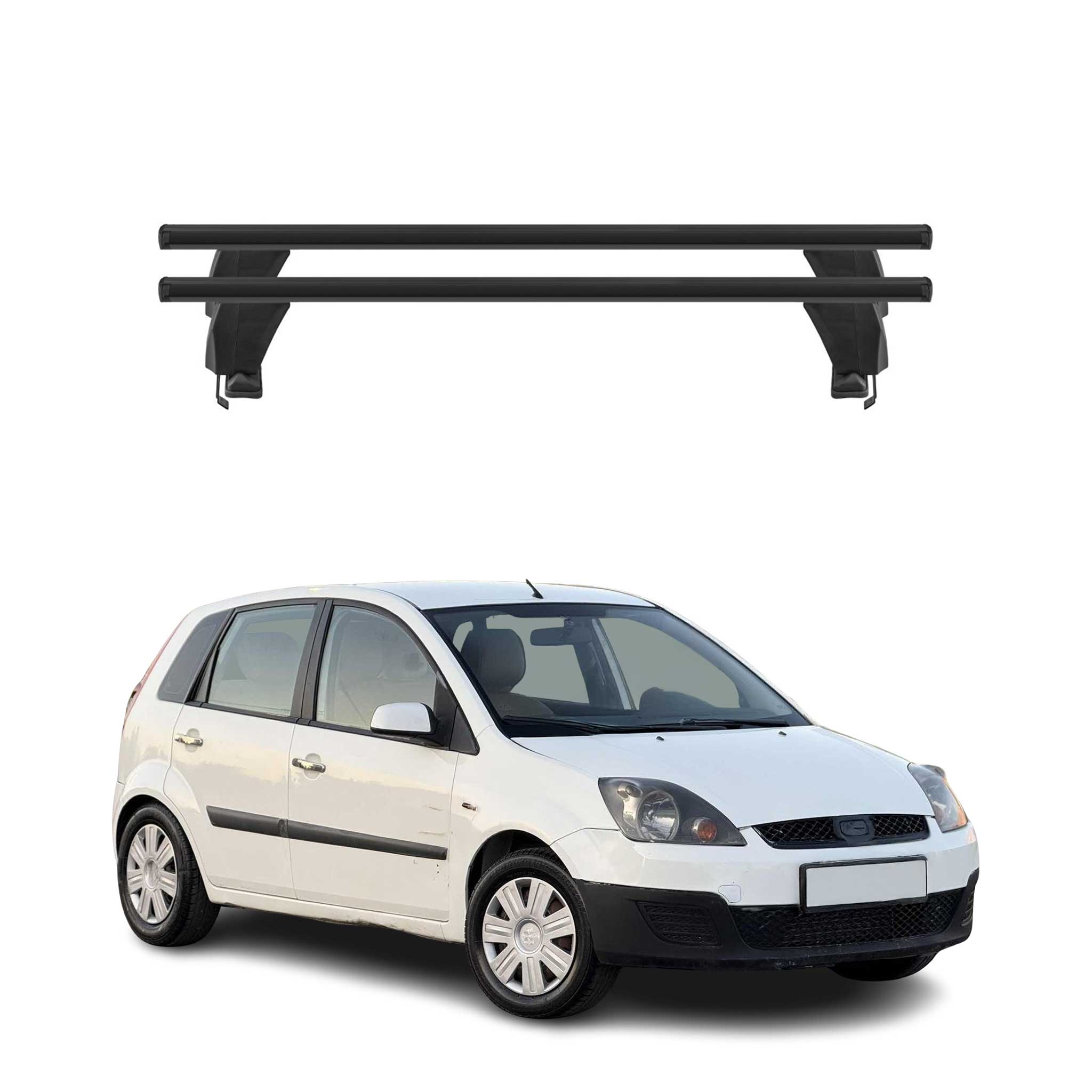 Menabo Barres de toit transversales pour ford Fiesta V 2002-2008 Porte-Bagage en Alu lisse Noir 5Dr 2x TÜV