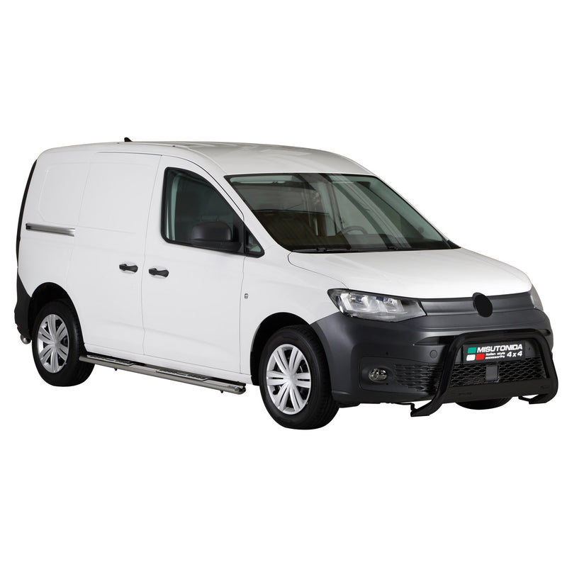 Pare-buffle Avant pour VW Caddy 2021-2025 63mm en Acier Inoxydable Noir
