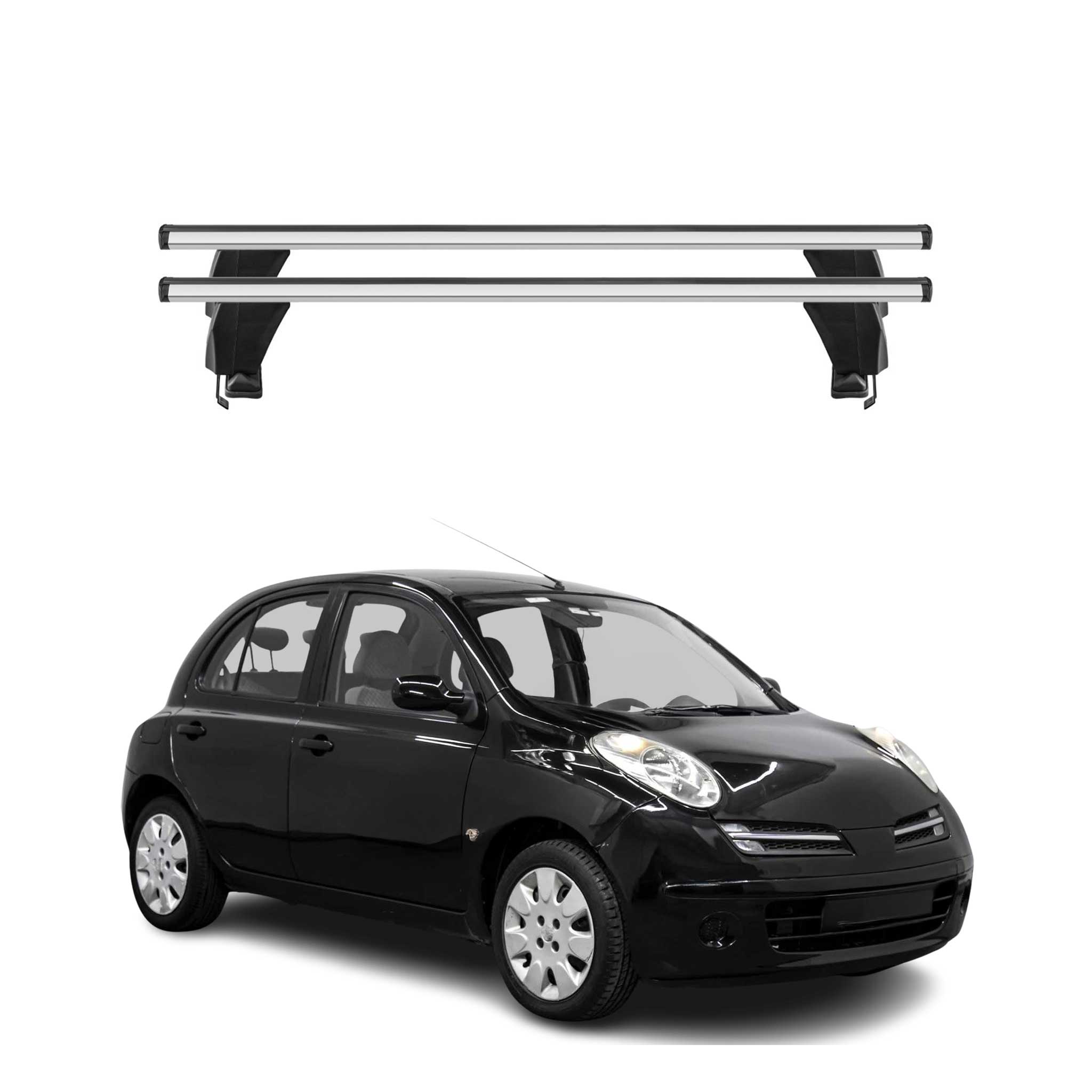 Barres de toit Transversales pour Nissan Micra 2002-2010 Alu Gris 2x 5 portes
