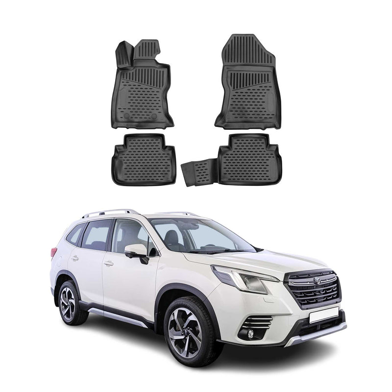 Tapis de sol pour Subaru Forester 2018-2021 en caoutchouc TPE 3D Noir 4Pcs