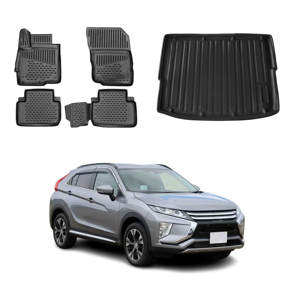OMAC Kit Tapis de Sol et Coffre pour Mitsubishi Eclipse Cross 2018-2020 Pre-FL