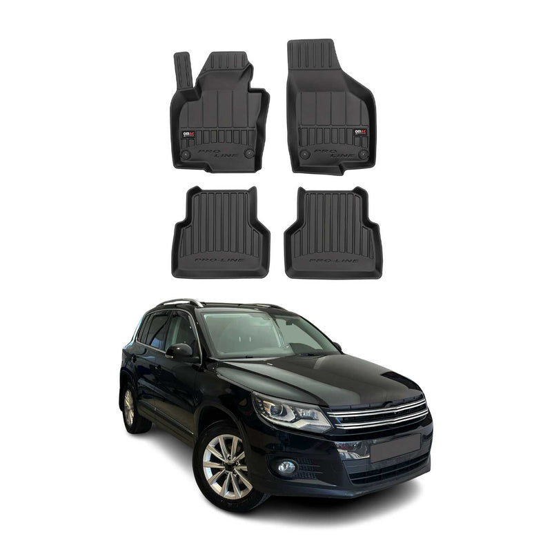OMAC Tapis de sol en caoutchouc pour VW Tiguan 2007-2017 Noir Premium