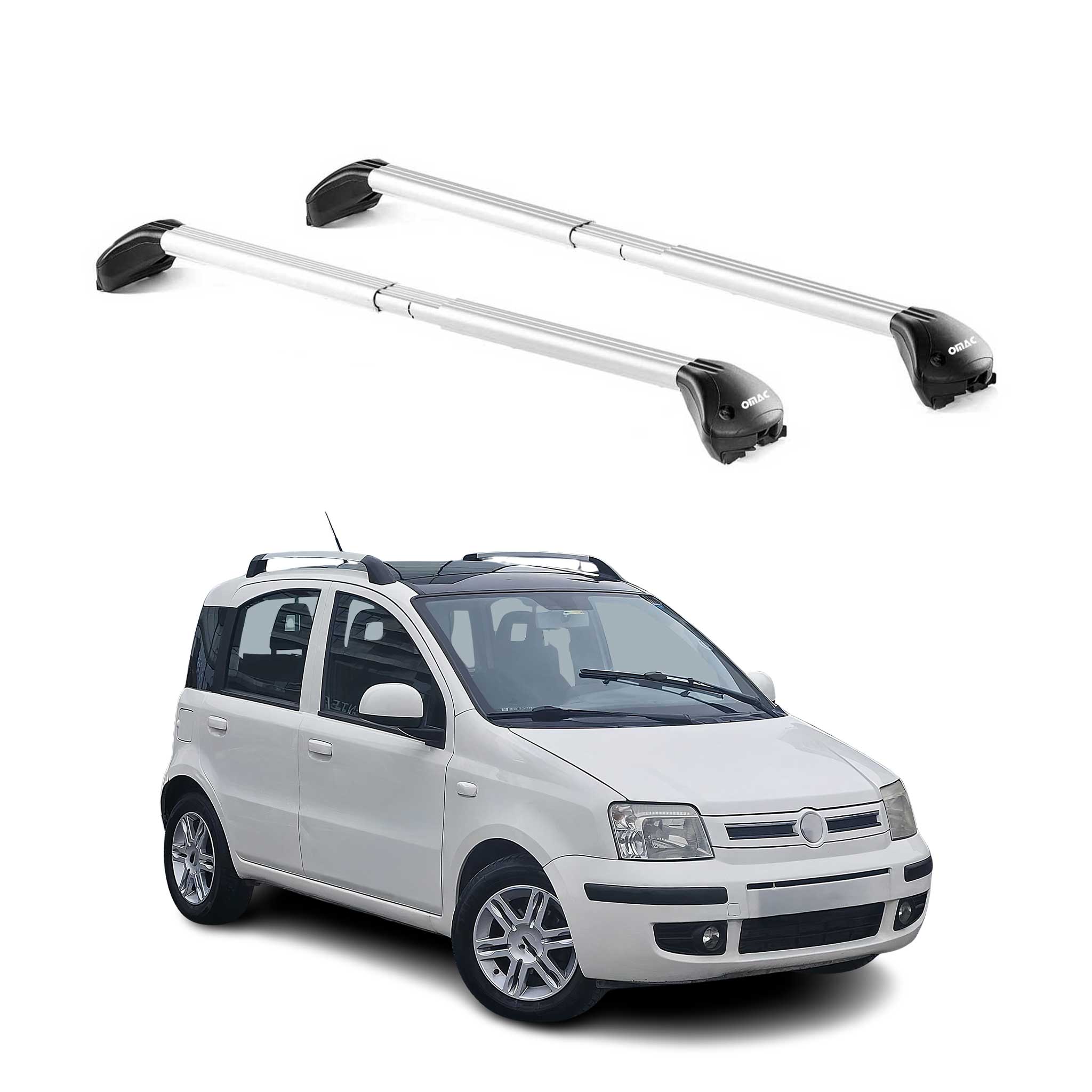 Barres de toit pour Fiat Panda III Cross 2014-2026 Gris Argenté 2 pièces ABE