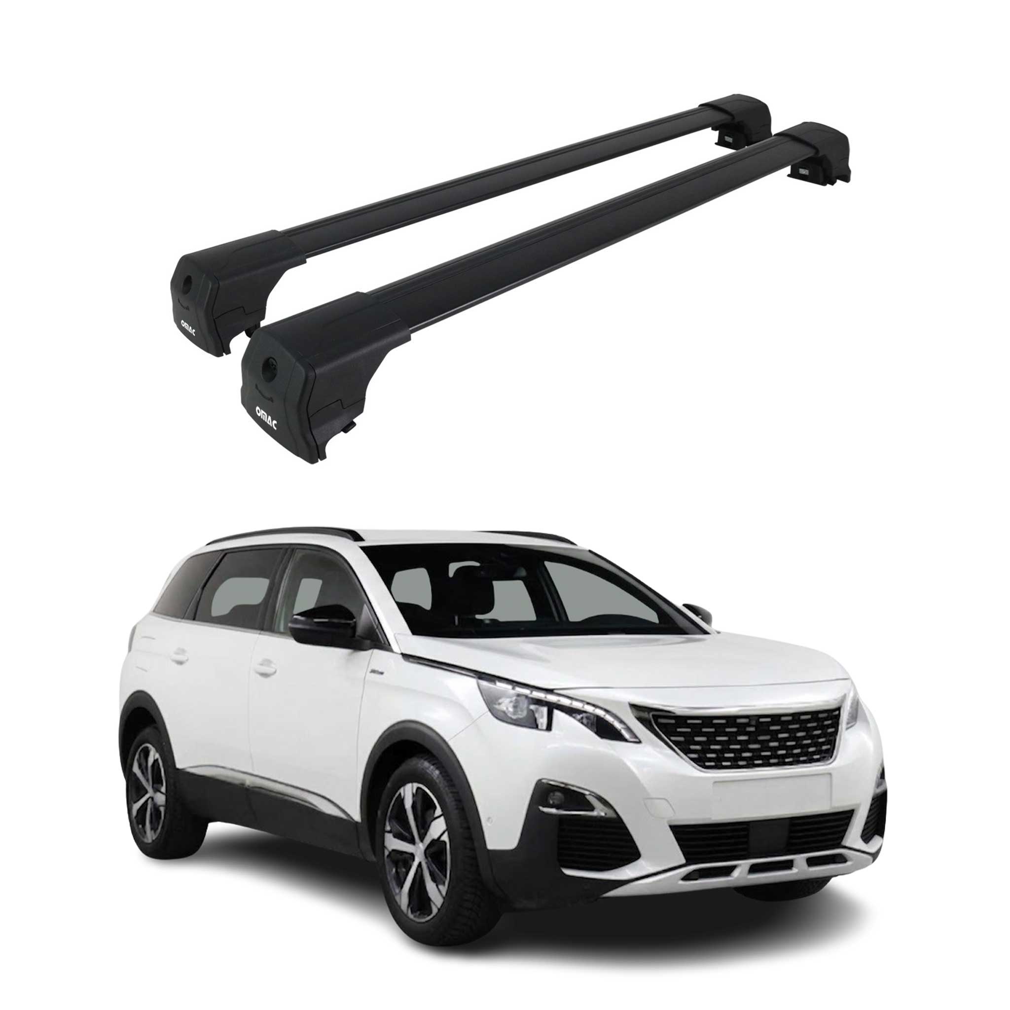 Barres De Toit Transversales pour Peugeot 5008 2017-2024 Aluminium 2Pcs Noir ABE