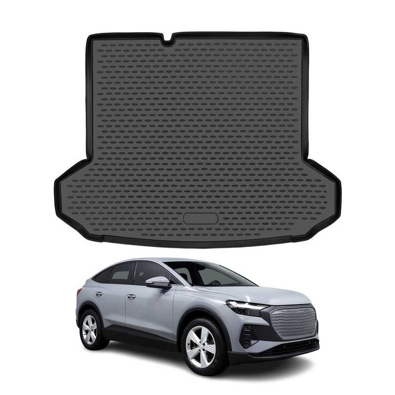 OMAC Tapis de coffre pour Audi Q4 e-tron 2021-2025 en caoutchouc Noir