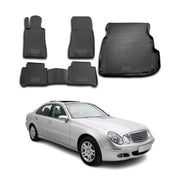Kit Tapis de sol et coffre pour Mercedes Classe E W211 S211 2002-2009 Caoutchouc