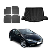 Kit Tapis de sol et coffre pour Honda Civic 2012-2016 HB TPE Noir