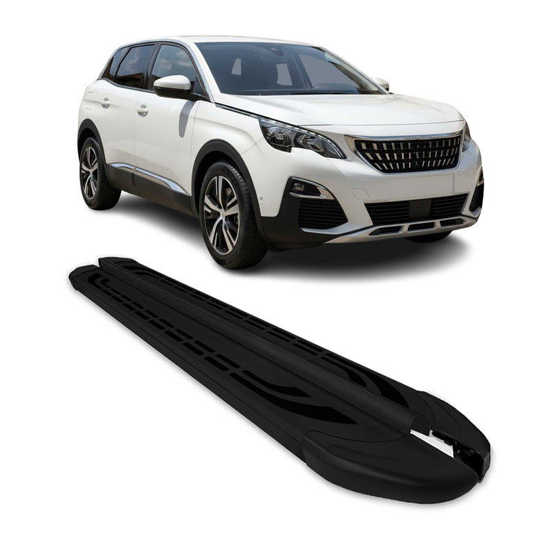 Marchepieds Latéraux pédale pour Peugeot 3008 2016-2024 Aluminium Noir 2Pcs