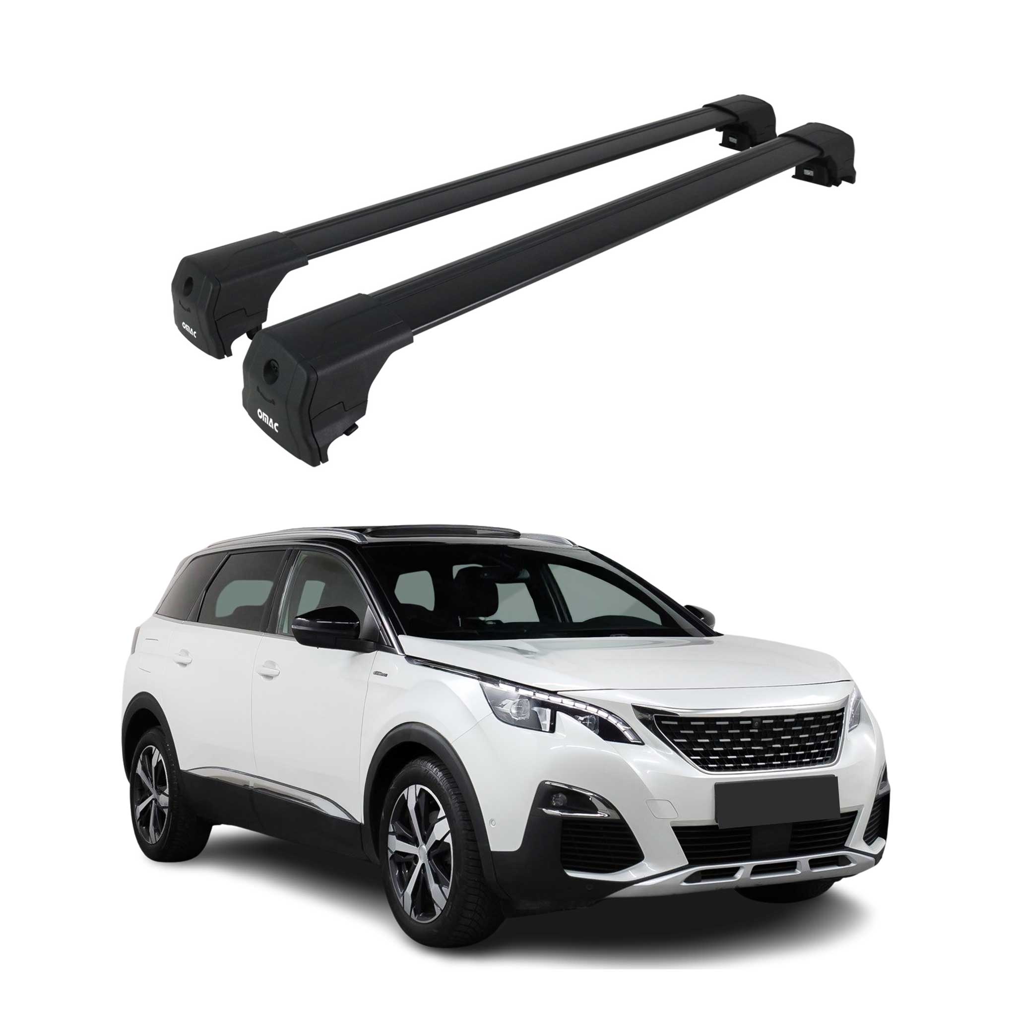 Barres De Toit Transversales pour Peugeot 5008 2017-2023 Aluminium 2Pcs Noir ABE