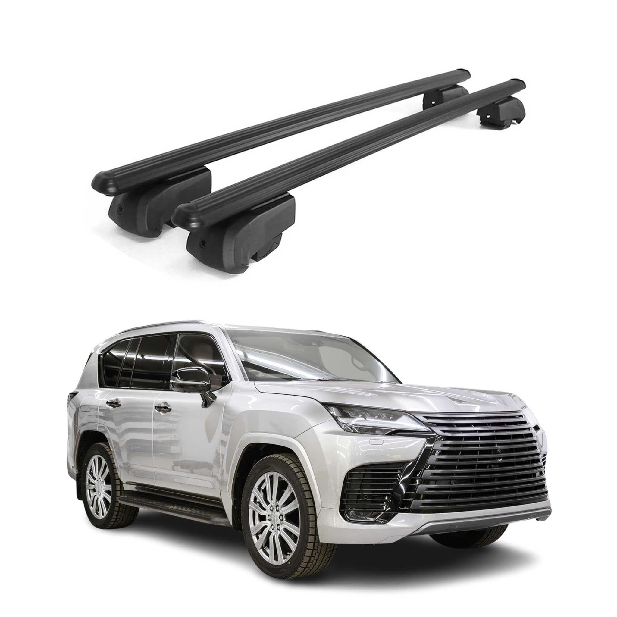 Barres de toit Transversales pour Lexus LX 2021-2026 Aluminium Noir