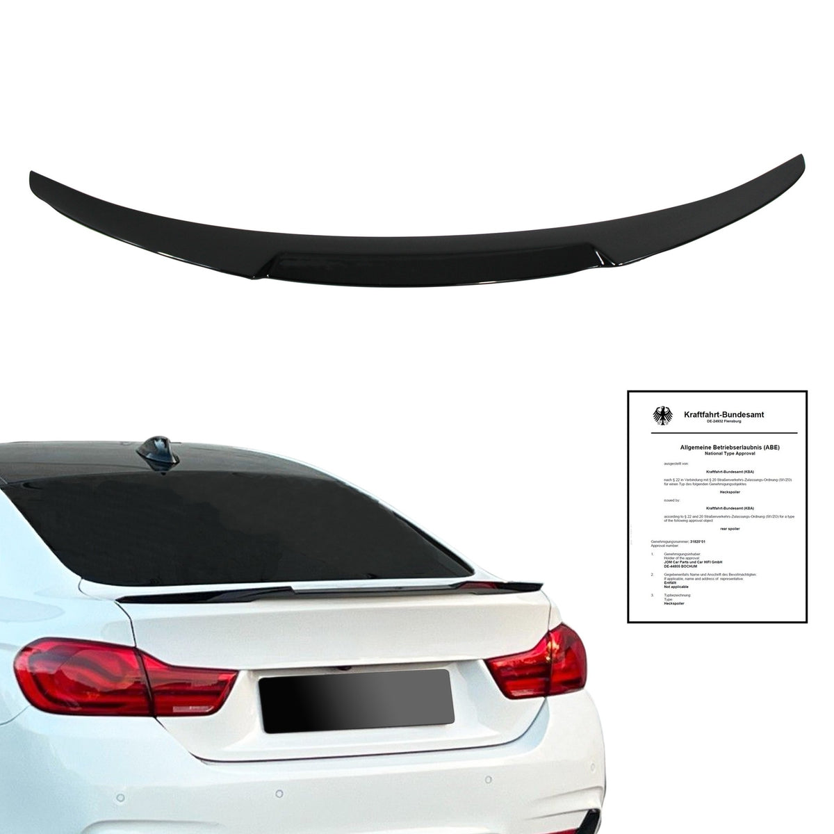 JOM Becquet Arrière & Spoiler de Toit pour BMW Série 4 F36 Gran Coupé 2013-2021 mit ABE