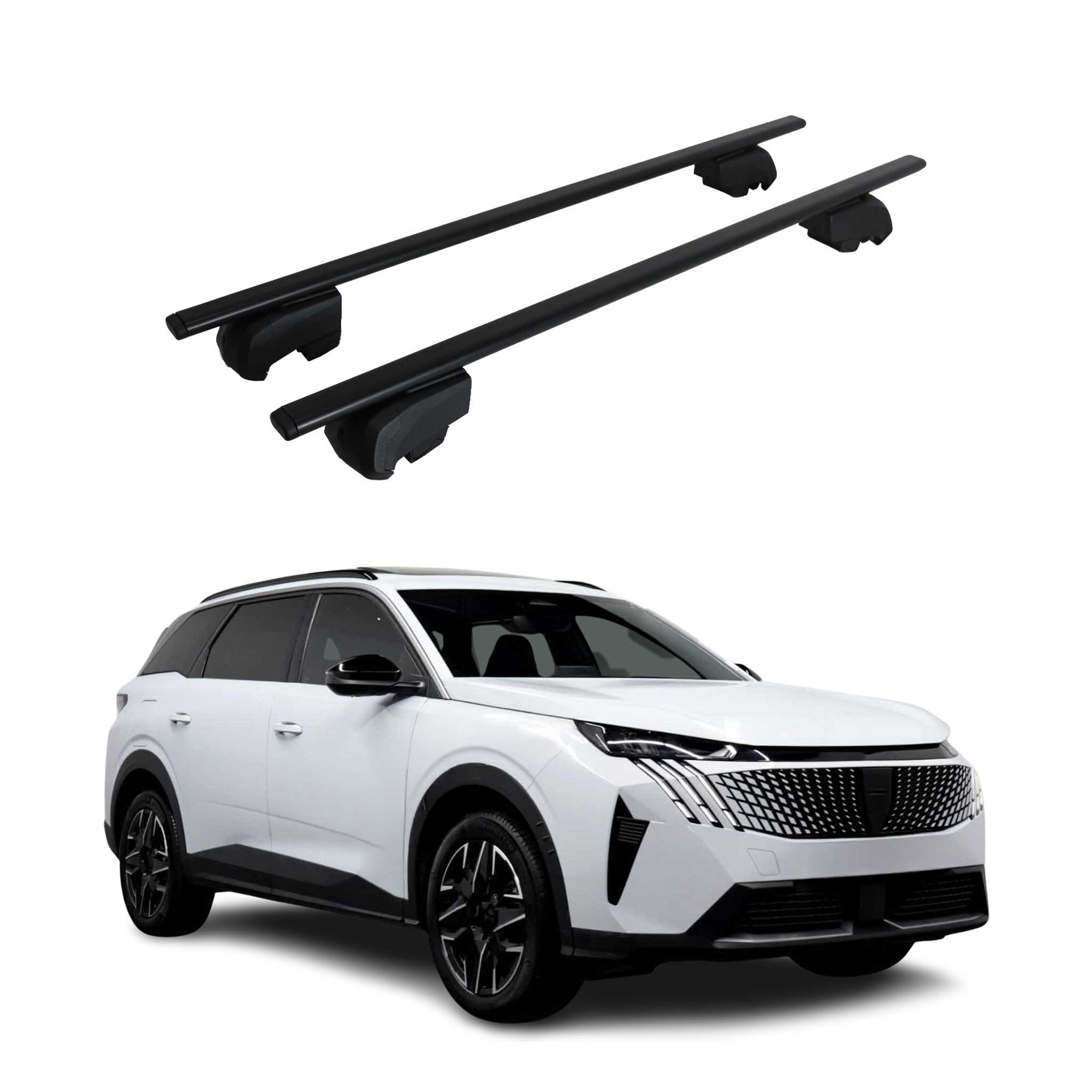 Barres de toit Transversales pour Peugeot 5008 III 2024-2026 Fer Noir 2Pcs