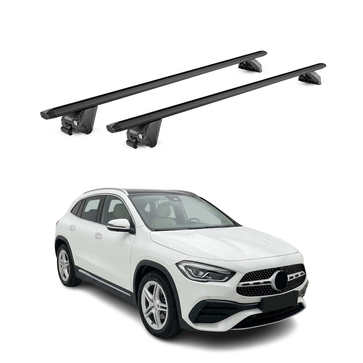 Barres de toit transversales pour Mercedes GLA H247 2020-2026 Noir 2 pièces ABE