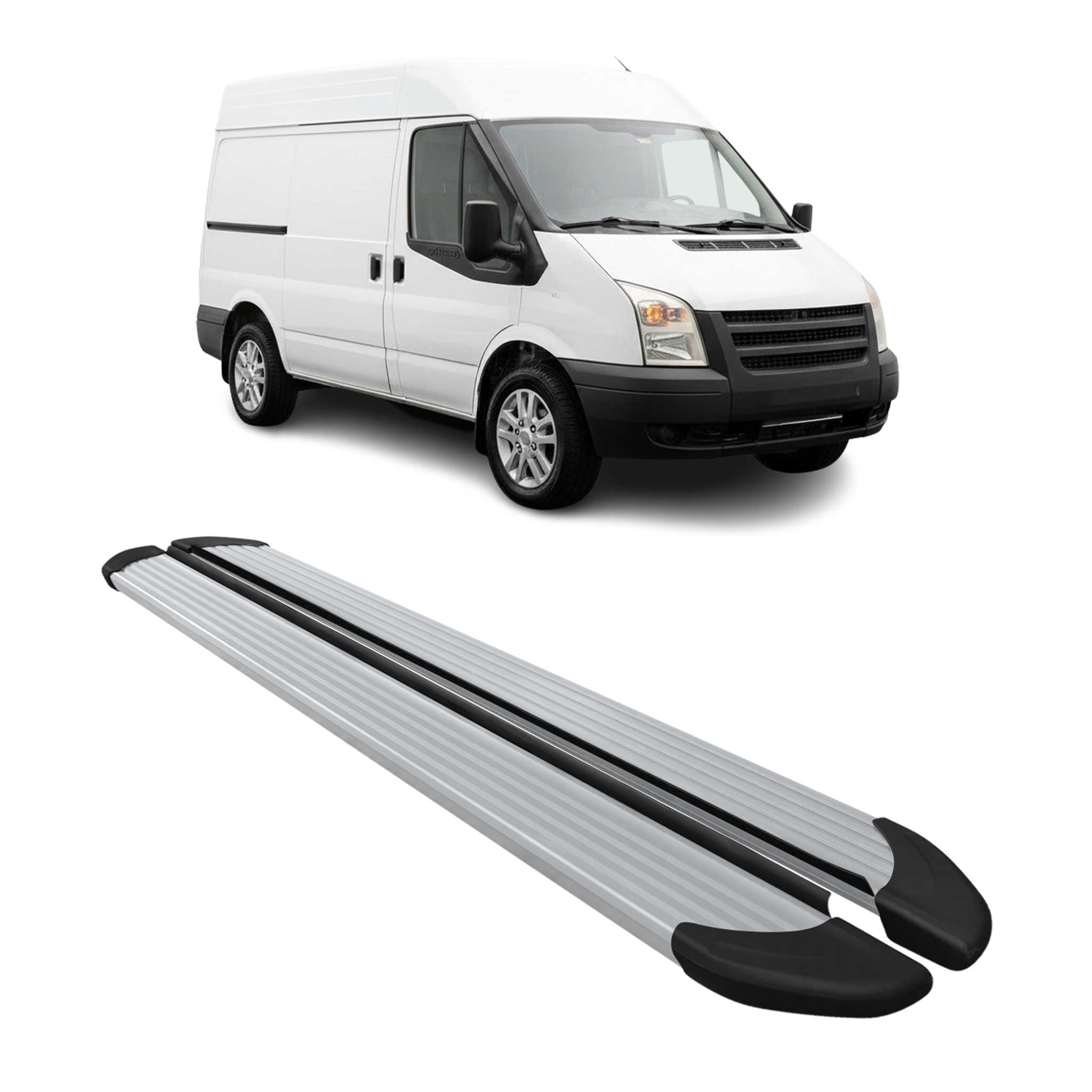 Marchepieds Latéraux pour Ford Transit 2006-2014 L1 Aluminium Argent 2x