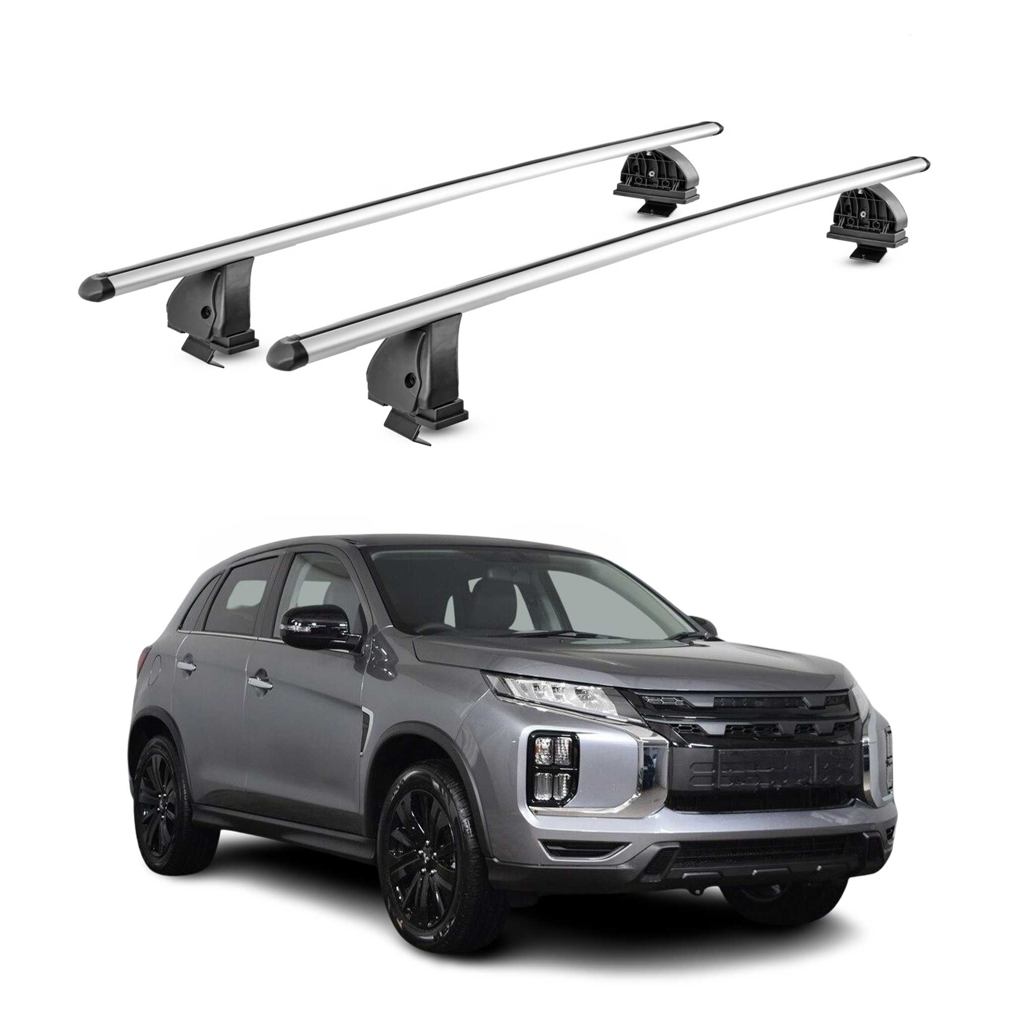 Barres de toit transversales Alu pour Mitsubishi ASX II 2023-2026 TÜV Gris 2Pcs