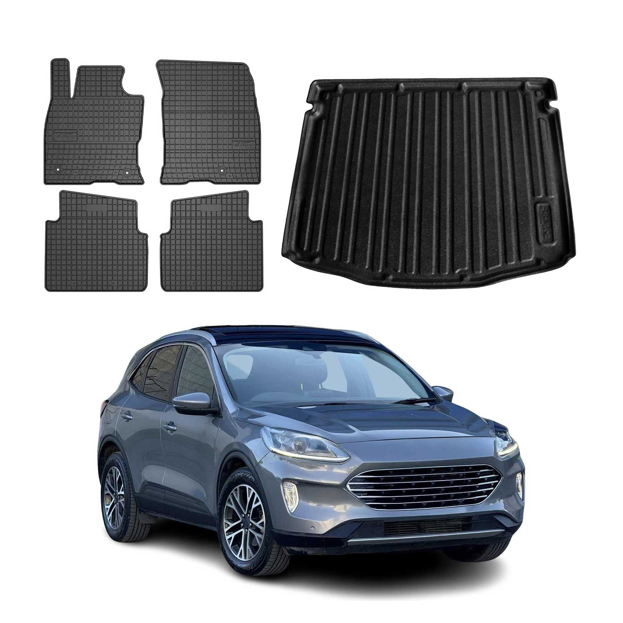 Kit Tapis de sol et coffre pour Ford Kuga III 2019-2026 Noir TPE