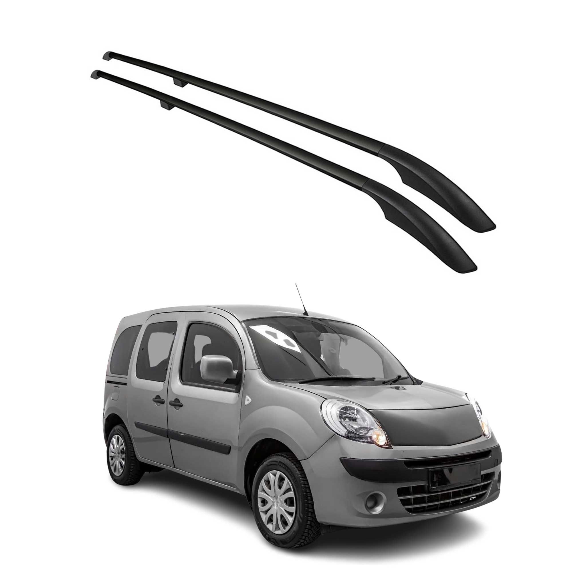 Barres de toit longitudinales pour Renault Kangoo 2008-2021 L1 Aluminium Noir 2x