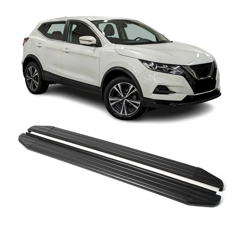 Marchepieds Latéraux pour Nissan Qashqai 2018-2023 Alu Noir ABE