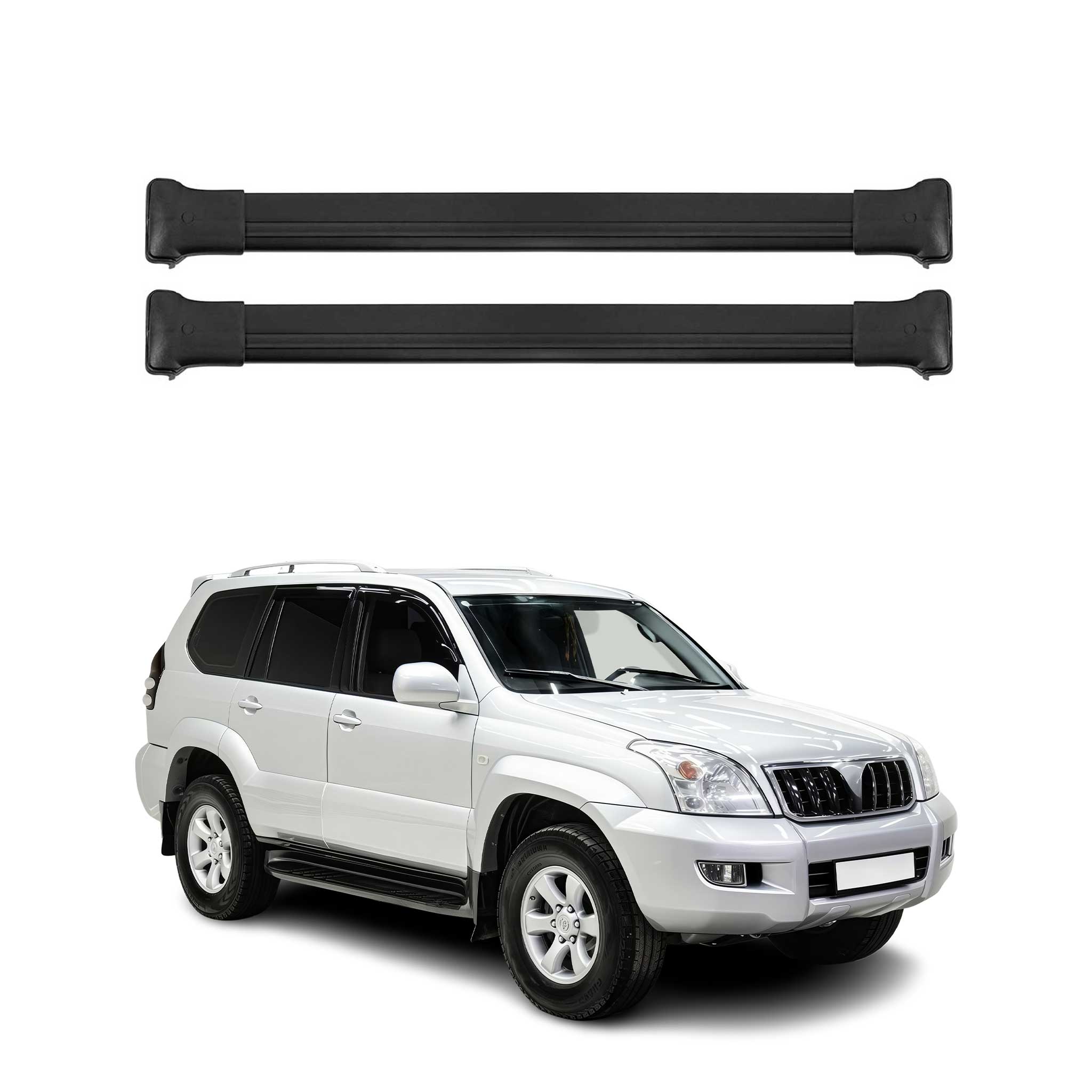 Barres de toit transversales pour Toyota Land Cruiser Prado J120 2002-2009 Noir