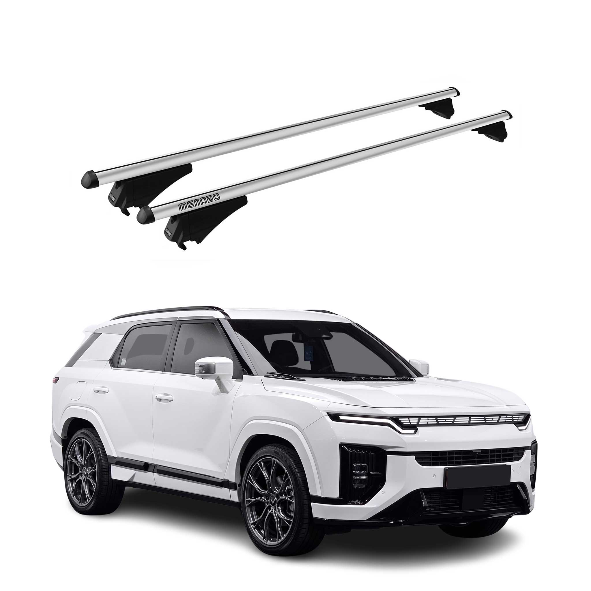 Tiger Barres de toit transversales pour KGM Actyon 2024-2026 Aluminium Gris 2x