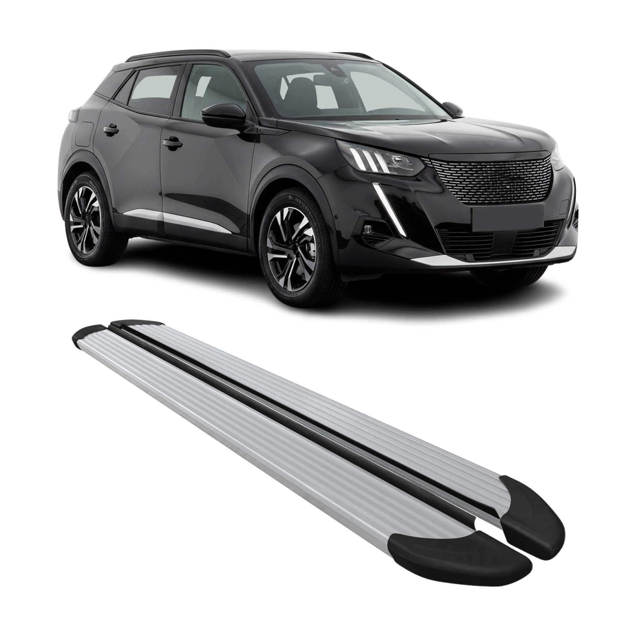 Marchepieds Latéraux pédale pour Peugeot 2008 2019-2026 Aluminium Argent 2Pcs