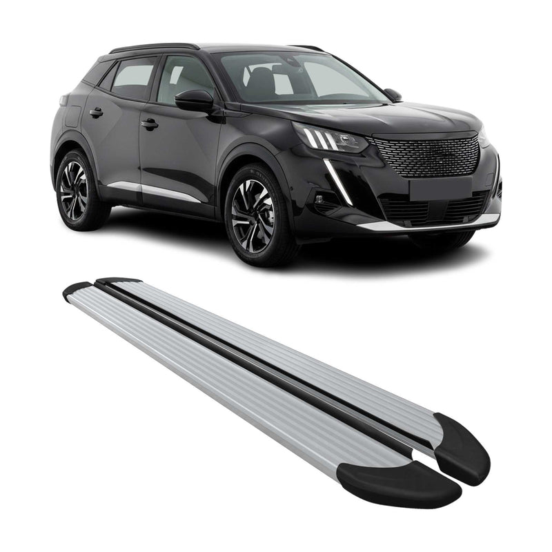 Marchepieds Latéraux pédale pour Peugeot 2008 2020-2024 Aluminium Argent 2Pcs