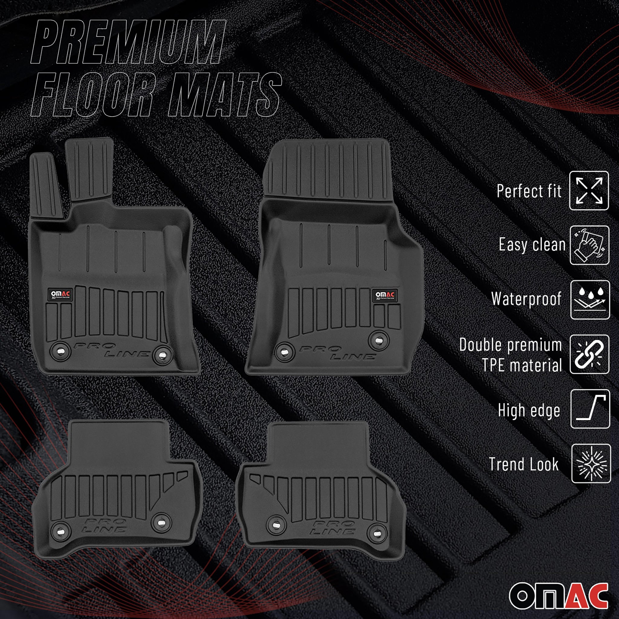 Tapis de Sol pour Jaguar XE 2015-2024 Caoutchouc TPE Noir