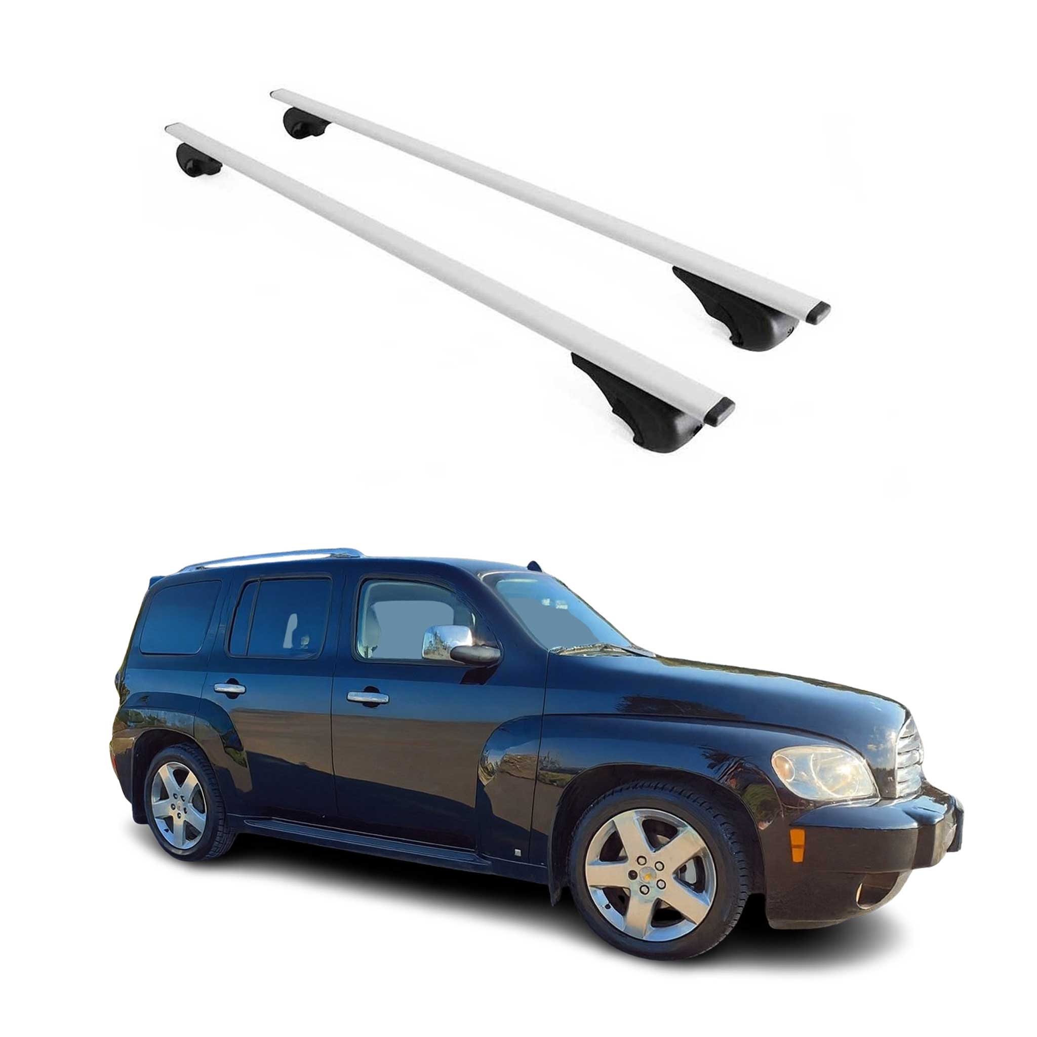 Barres de toit Transversales pour Chevrolet HHR 2007-2011 Fer Argent