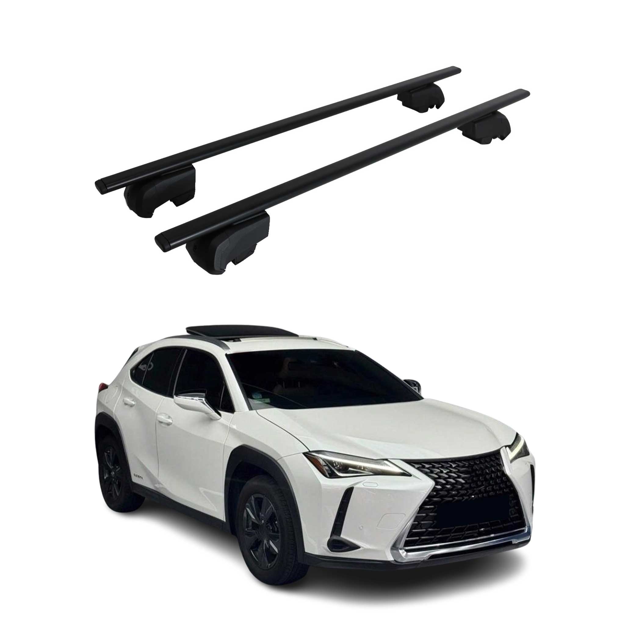 Barres de toit Transversales pour Lexus UX 2019-2026 ABE Fer Noir 2x