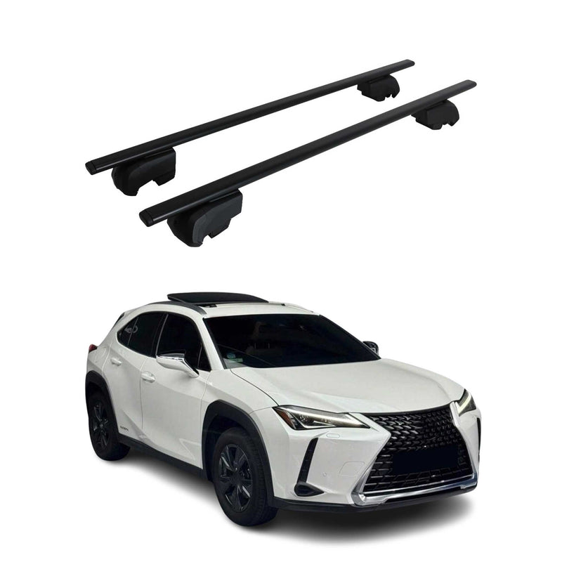 Barres de toit Transversales pour Lexus UX 2019-2025 ABE Fer Noir 2x