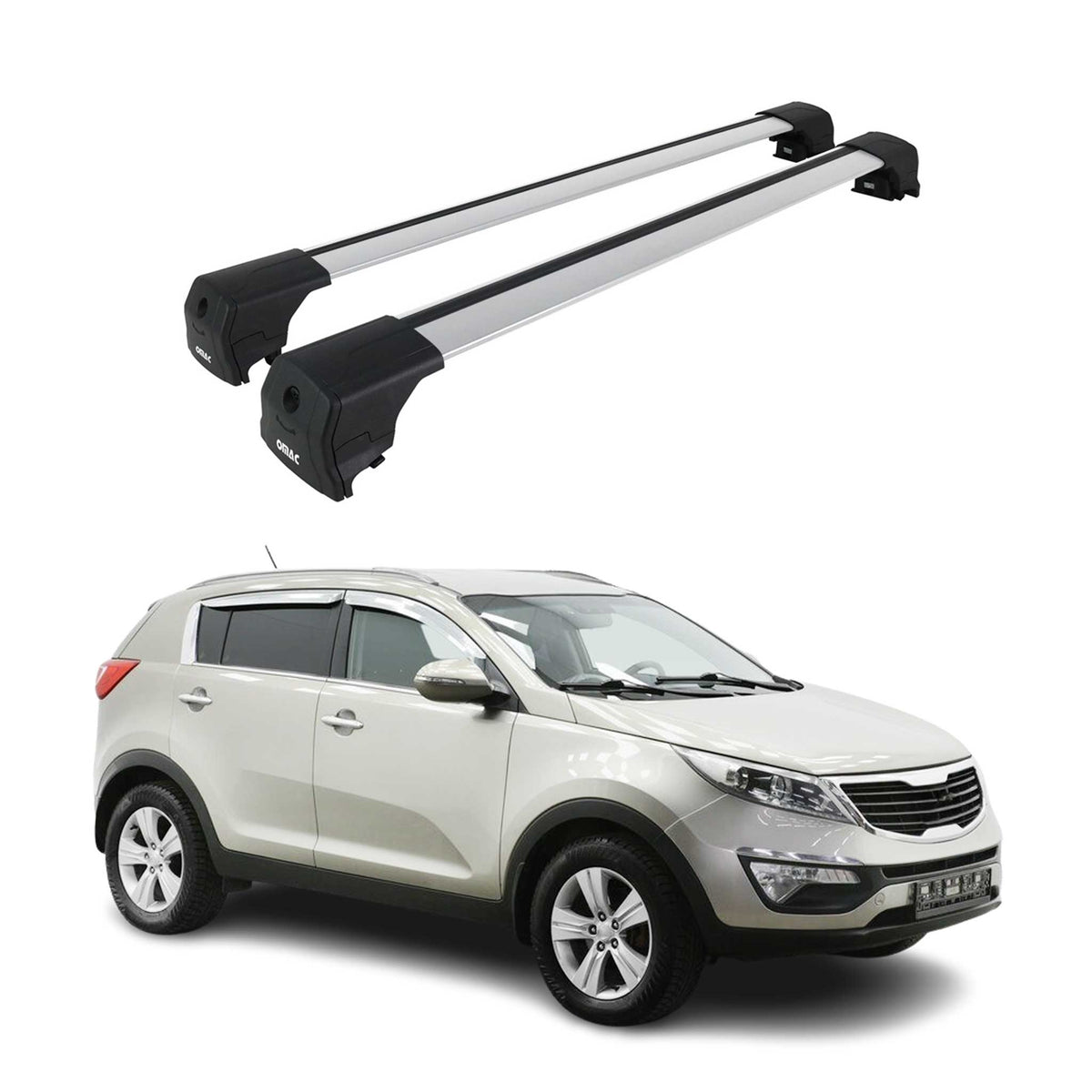 Barres De Toit Transversales pour Kia Sportage SL 2010-2015 Alu Gris ABE