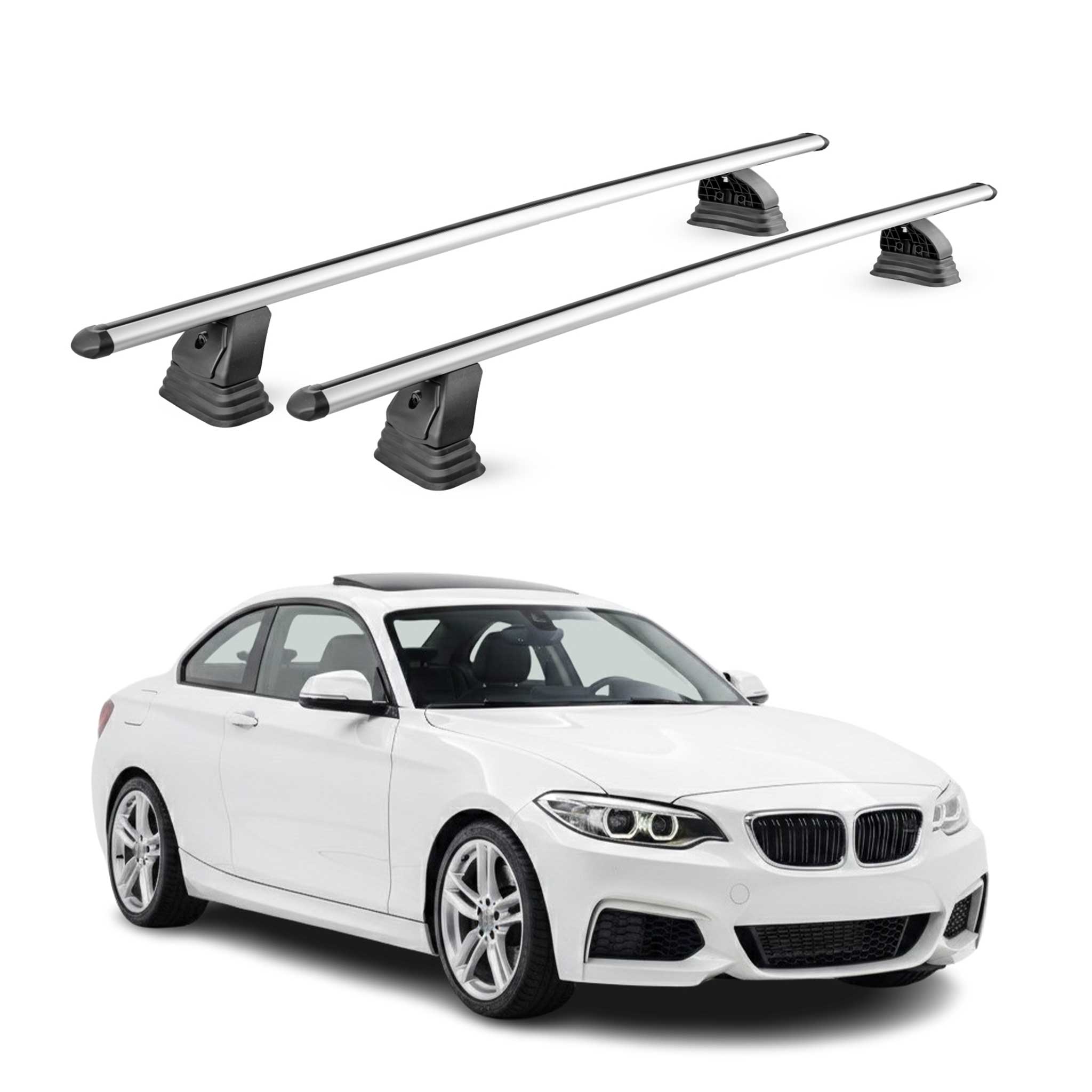 Barres de toit transversales Alu pour Bmw Serie 2 F22 Coupè 2012-2021 Gris 2Pcs