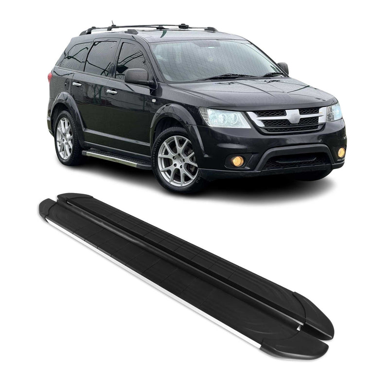 Marchepieds Latéraux pour Fiat Freemont 2011-2016 Aluminium Gris Noir 2Pcs