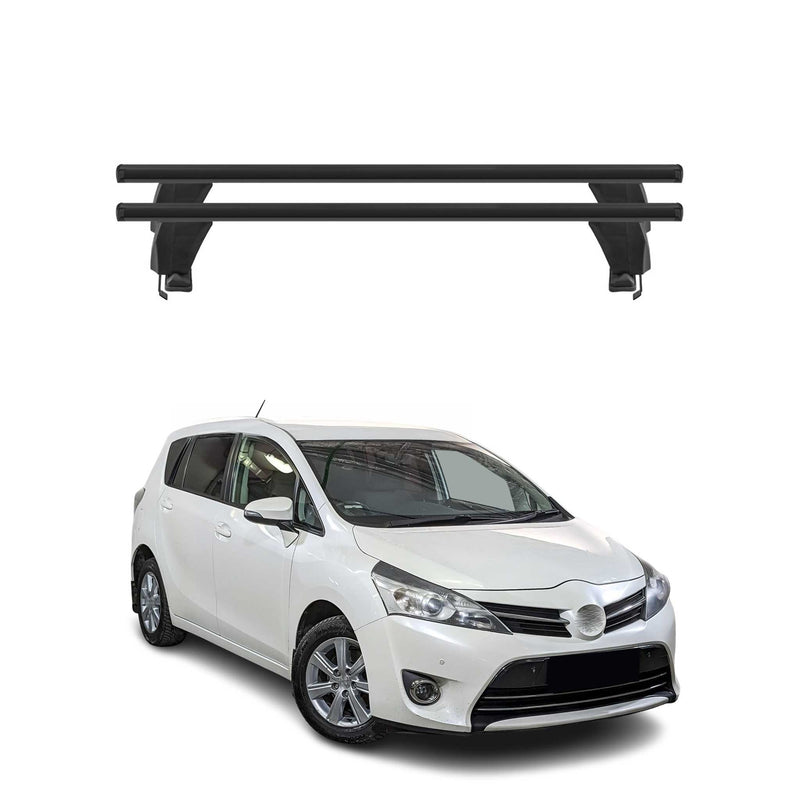 Menabo Barres de toit Transversales pour Toyota Verso S 2010-2017 Alu Noir ABE