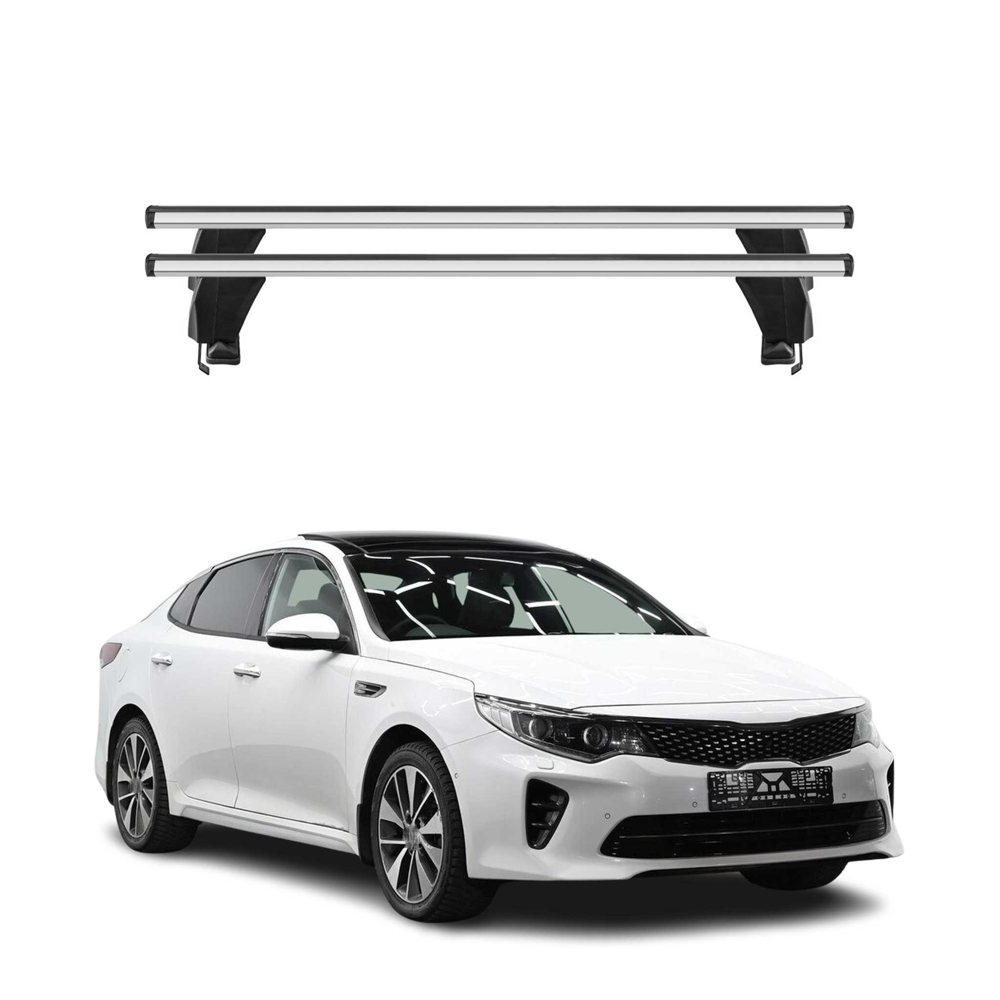Menabo Barres de toit Transversales pour Kia Optima 2015-2020 Alu Gris ABE 2x