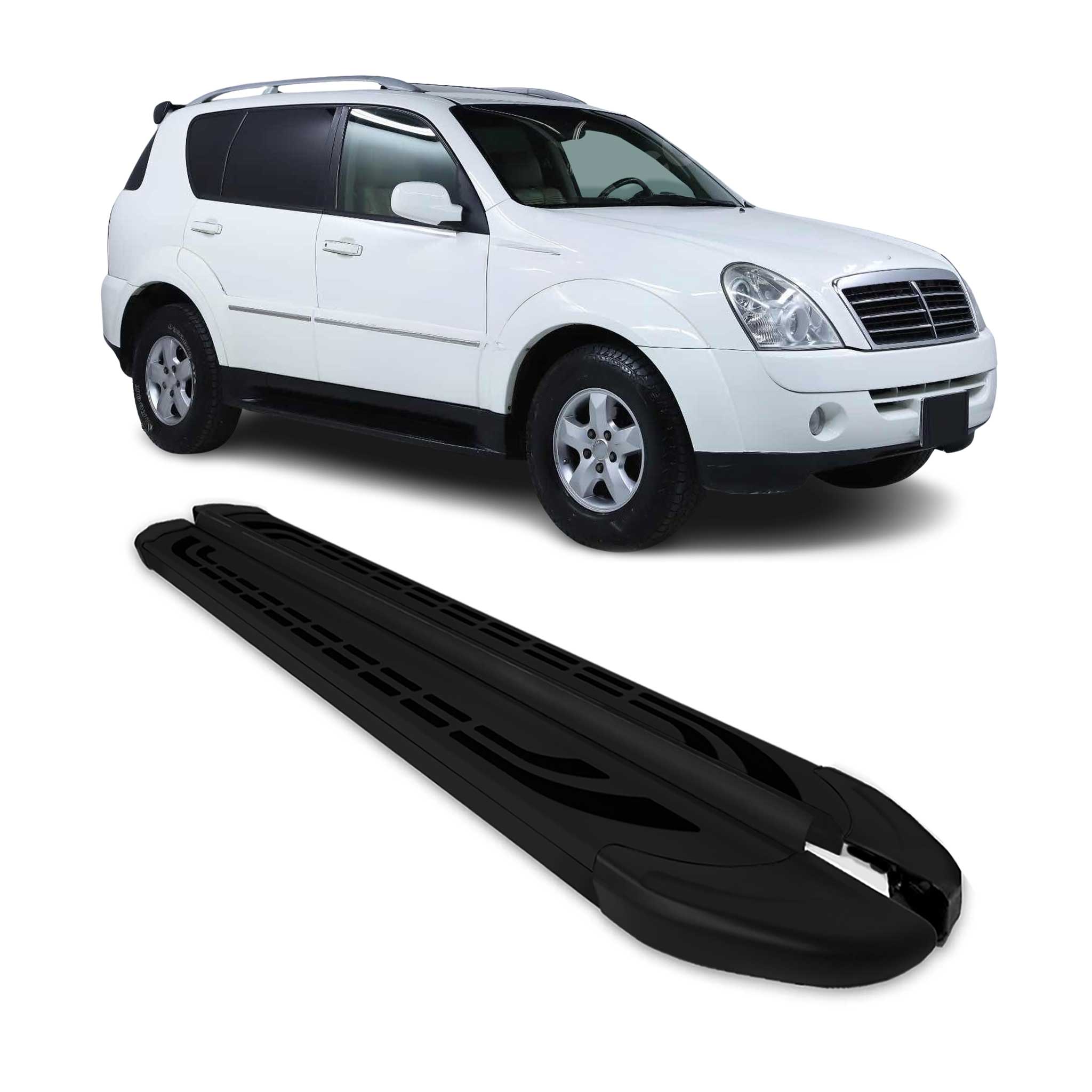 Marchepieds Latéraux pour Ssangyong Rexton 2005-2012 Aluminium Noir 2Pcs