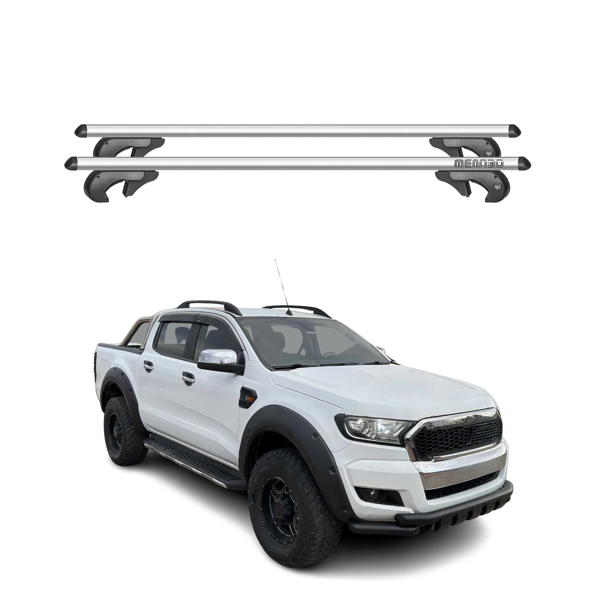 Barres de toit transversales pour Ford Ranger 2011-2015 90kg Alu Gris 2x